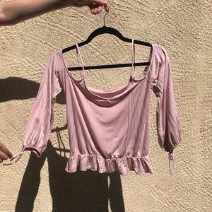 Pink Cold Shoulder Long Sleeve